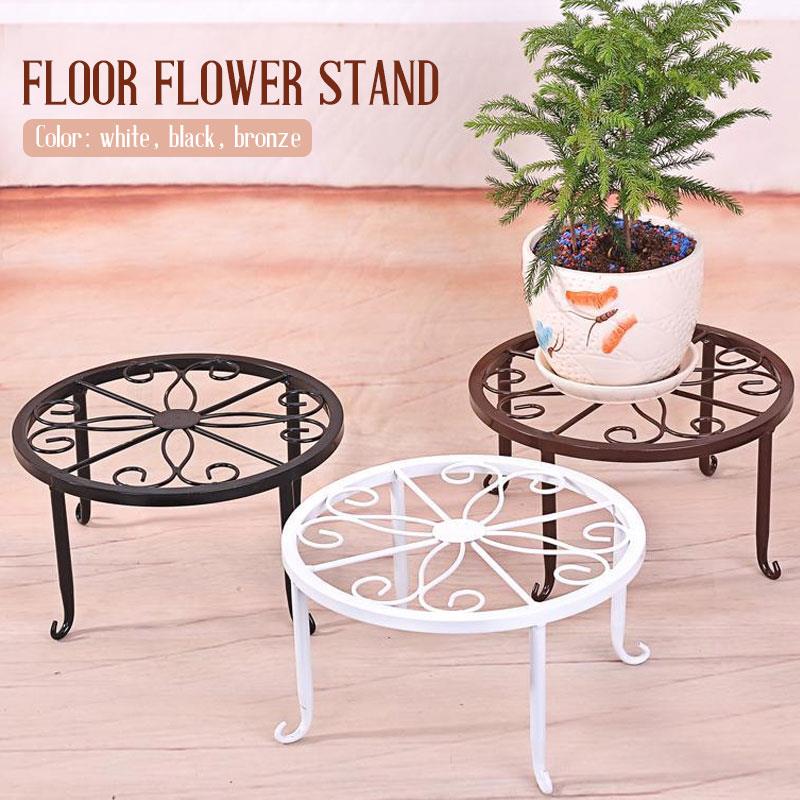 Household Wrought Iron Plant Stand Round Flower Shelf Potted Rack Balcony Indoor Garden Flower Pot Shelf Durable Home Decor