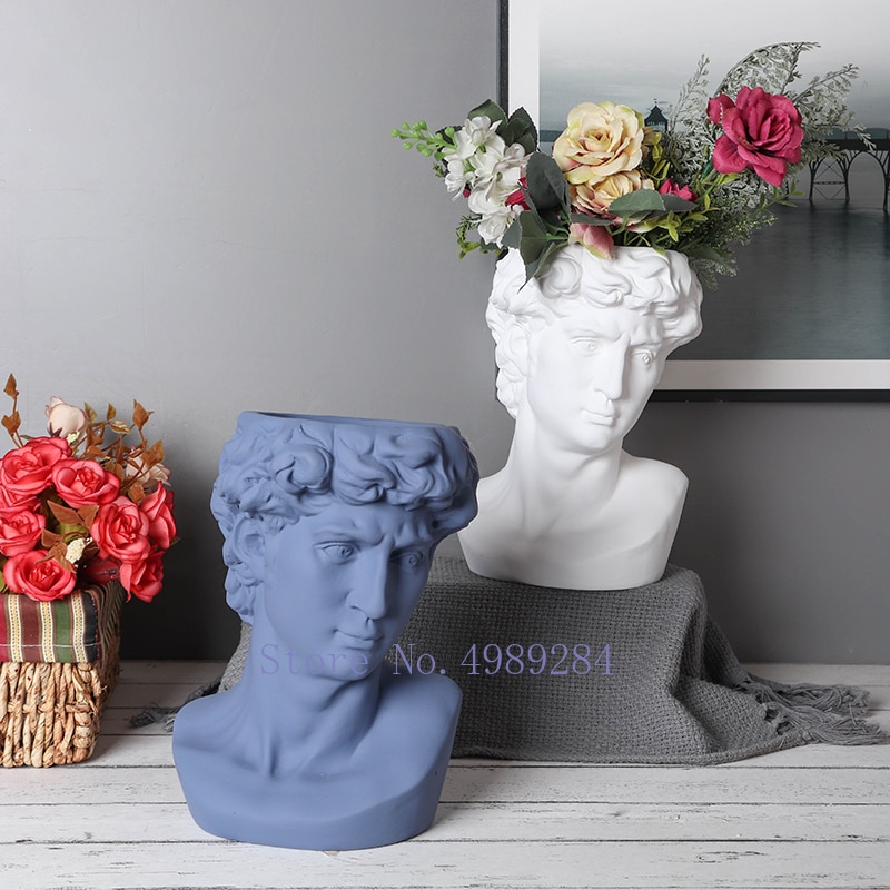 Kreativitet keramik vase david menneskeligt hoved karakter skulptur blomsterarrangement moderne boligudsmykning vaser til blomster