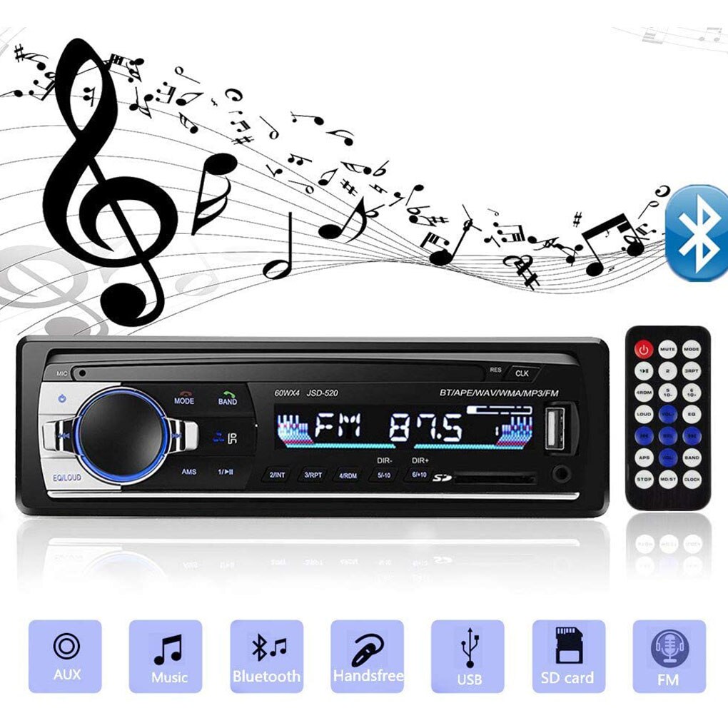 Bluetooth Car Stereo Audio In-Dash Aux Input Receiver Automotive SD USB MP3 Radio Media Player