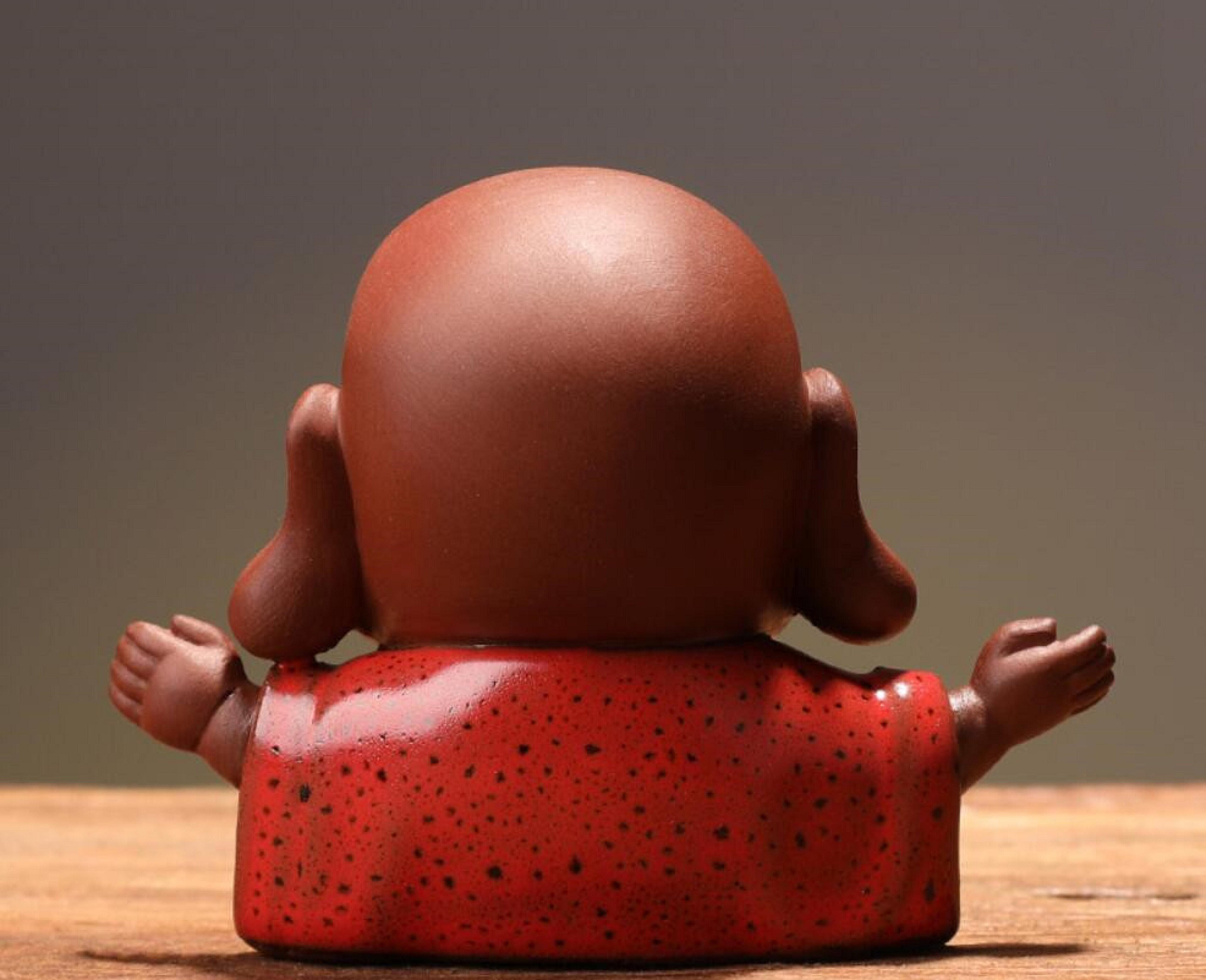 Vintage / tea play set / Nepal Tibetan Tibet Chinese Hand Carved Solid Box laughing Buddha Figure Goddess Yixing Zisha pottery t