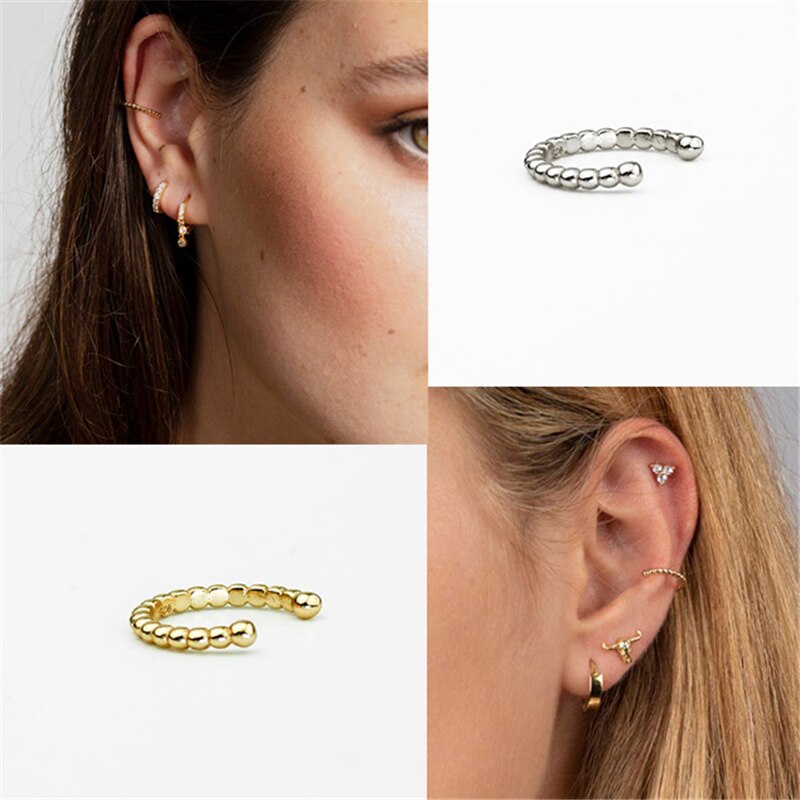 シンプルなearcuff上品なジルコンクリップ女性のためのイヤリング 925 スターリングシルバー耳カフジュエリーpendientes mujer A30