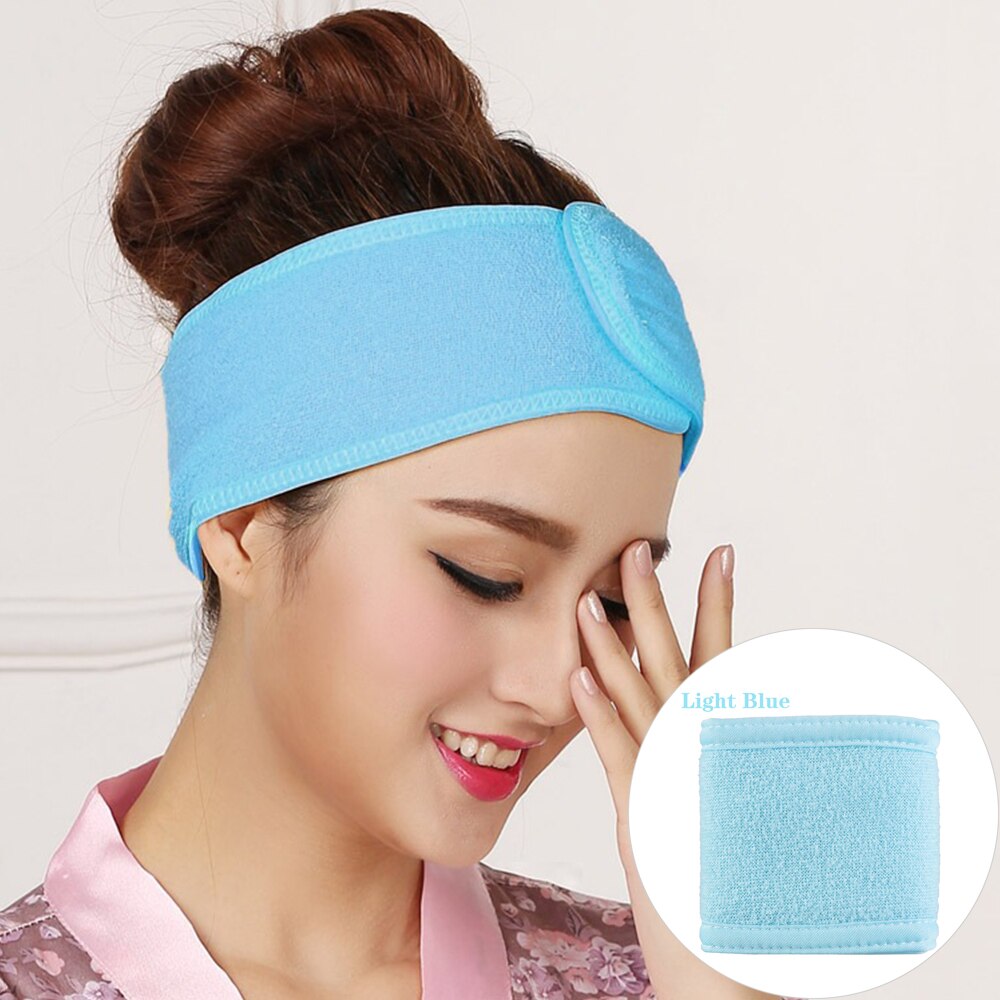 1pcs Soft Facial Hairband Make Up Wrap Head Band Cleaning Cloth Headband Adjustable Stretch Towel Shower Caps Hair Wrap: Style2 light blue
