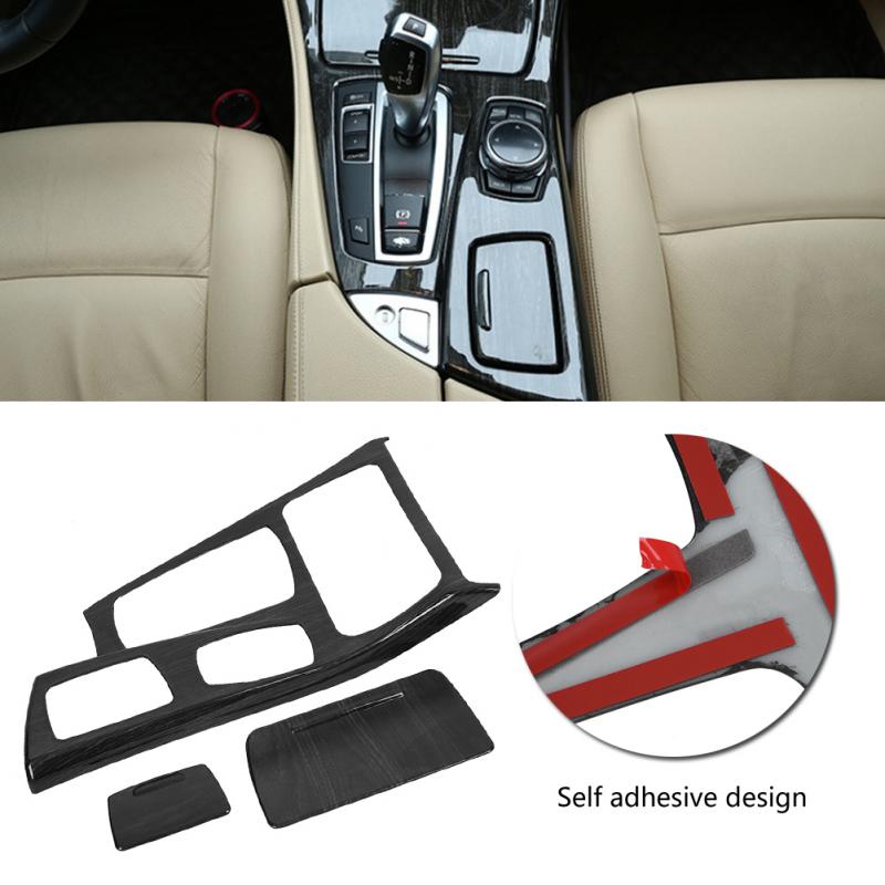 1 Set Auto Interieur Middenconsole Versnellingspook Panel Cover Trim voor BMW 5 Serie F10 Carbon fiber/Chrome/Houten