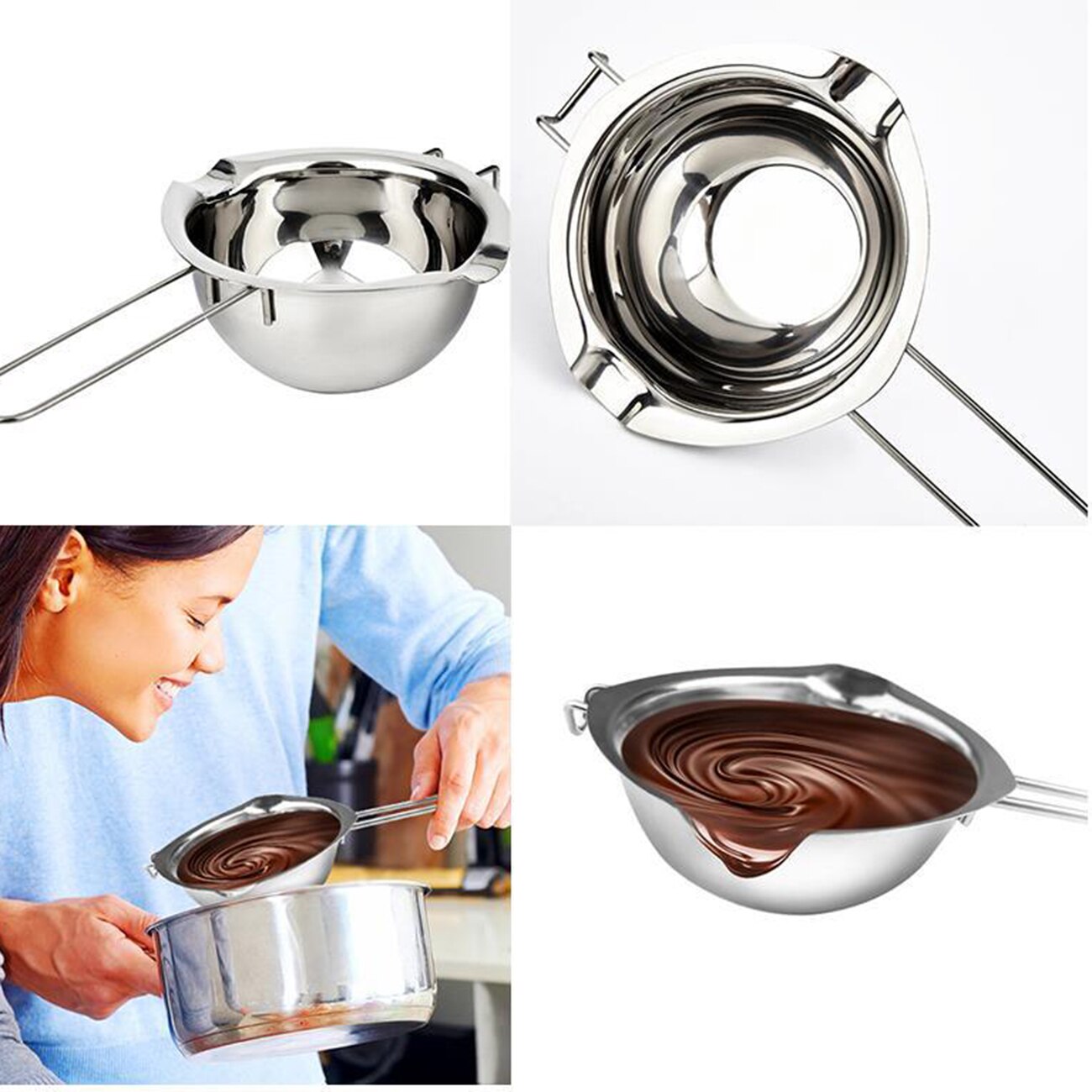 Kitchenware Long Handle Stainless Steel Pot Kitchen Pots for Butter Melting Handmade Chocolate Pans Kitchen Accessories Gadgets