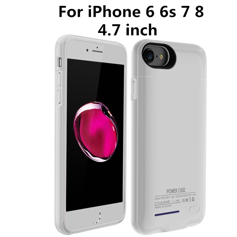 Batterij Case Voor iphone 6 6s Plus Power Case 4200mAh Power Bank Batterij Oplader Cover Voor iphone 7 8 Plus Batterij opladen Gevallen: White for 4.7 inch