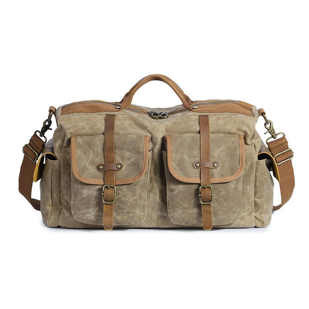 Mannen Tas Reistas Mannen Outdoor Grote Capaciteit Waterdichte Batik Canvas Tas Draagbare Messenger Bagage Tas B46-41: Khaki
