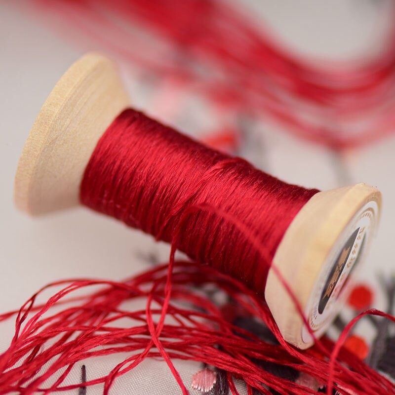 Red thread /20 meters silk thread/decorative hand embroidery/mini spool/embroidery line: 8