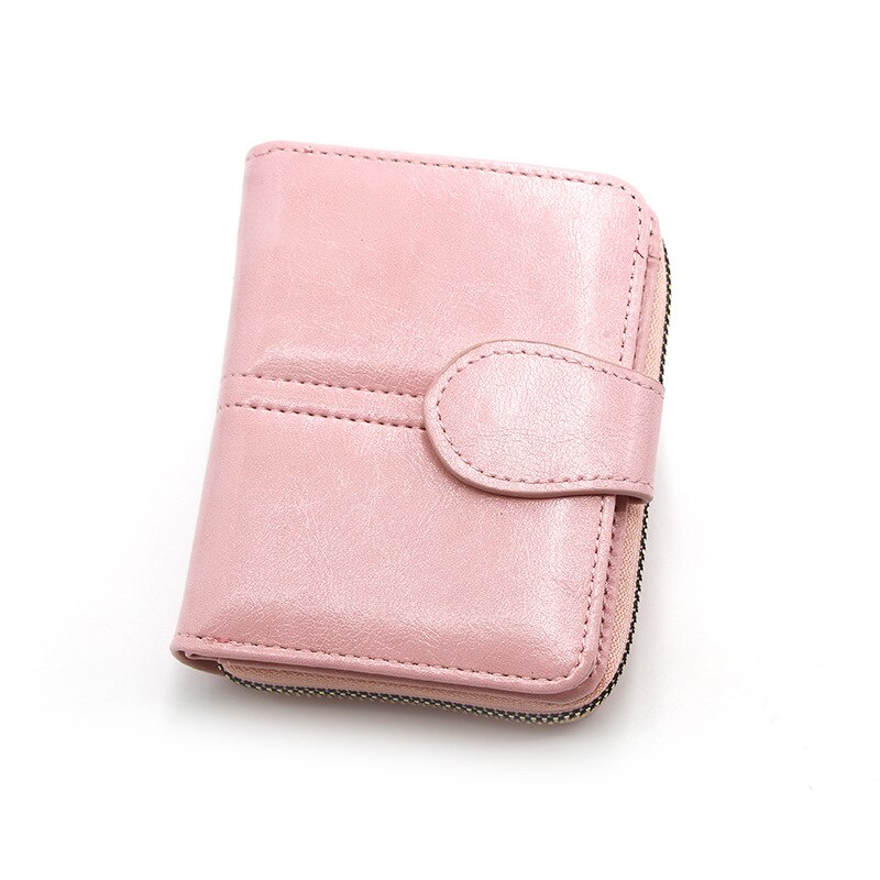 Portemonnee Vrouwen Korte Type Rits Hasp Portemonnee Vrouwen Pu Lederen Portemonnee Broekzak Vrouwelijke Mode Pure Kleur Kaart houder: Light Pink