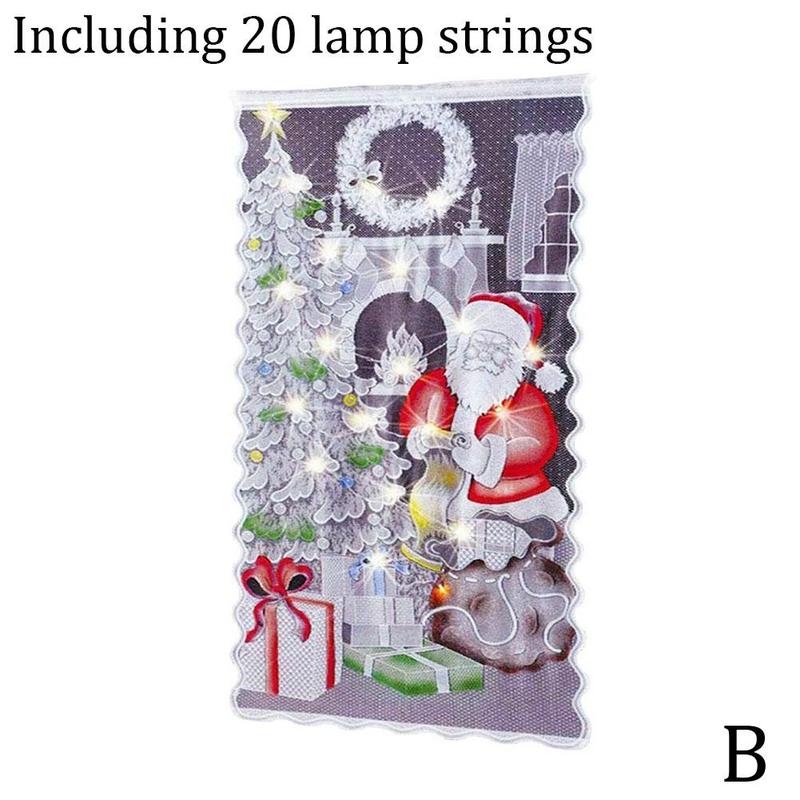 Rideaux de noël Santa Clause impression renne imprimé rideau pour chambre salon enfants maison hôtel rideau décoratif: B