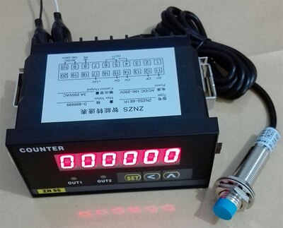 Fine ZNZS2-6E1R tachometer digital display ZNZS2-6E2R line speedometer speed meter with alarm output Encoder: add Proximity switch