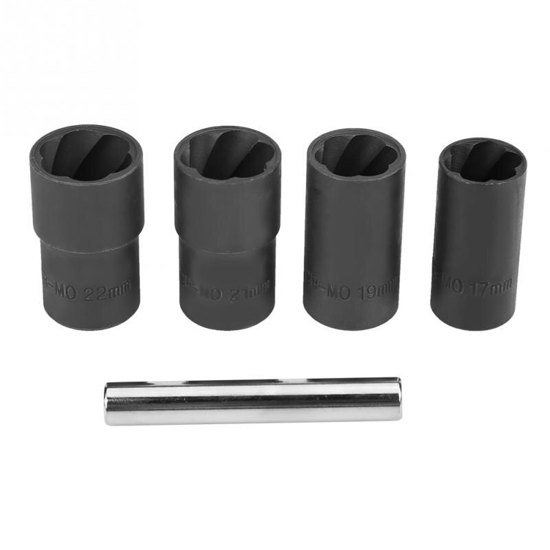 5 stks Twist Socket Set Locking Wheel Moer Bout Stud Extractor Verwijderaars 17mm 19mm 21mm 22mm socket carbon staal Auto Accessoires