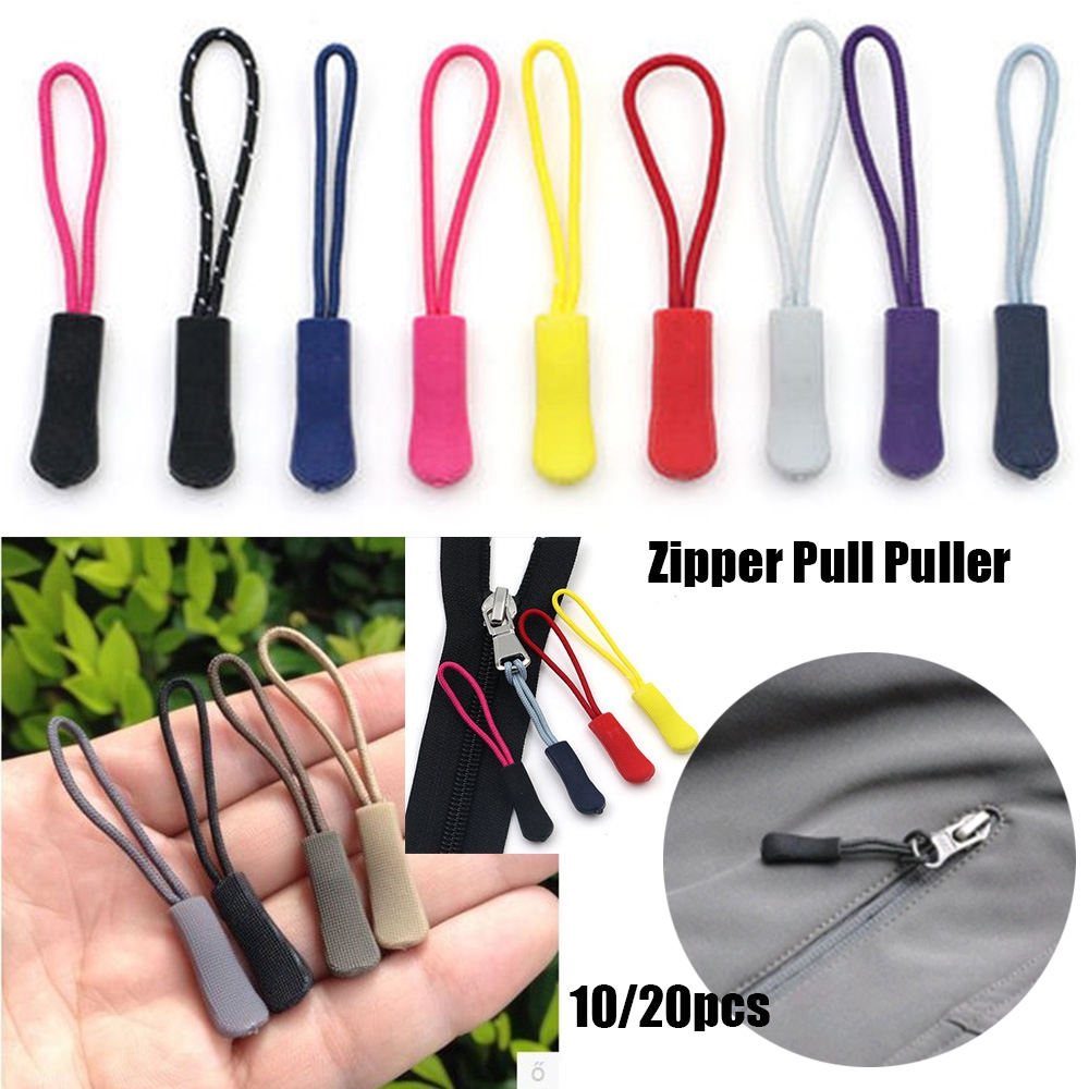 10Pcs Zipper Pull Puller End Fit Rope Tag Fixer Zip Cord Tab Replacement Clip Broken Buckle for Sewing Clothes Travel Bags