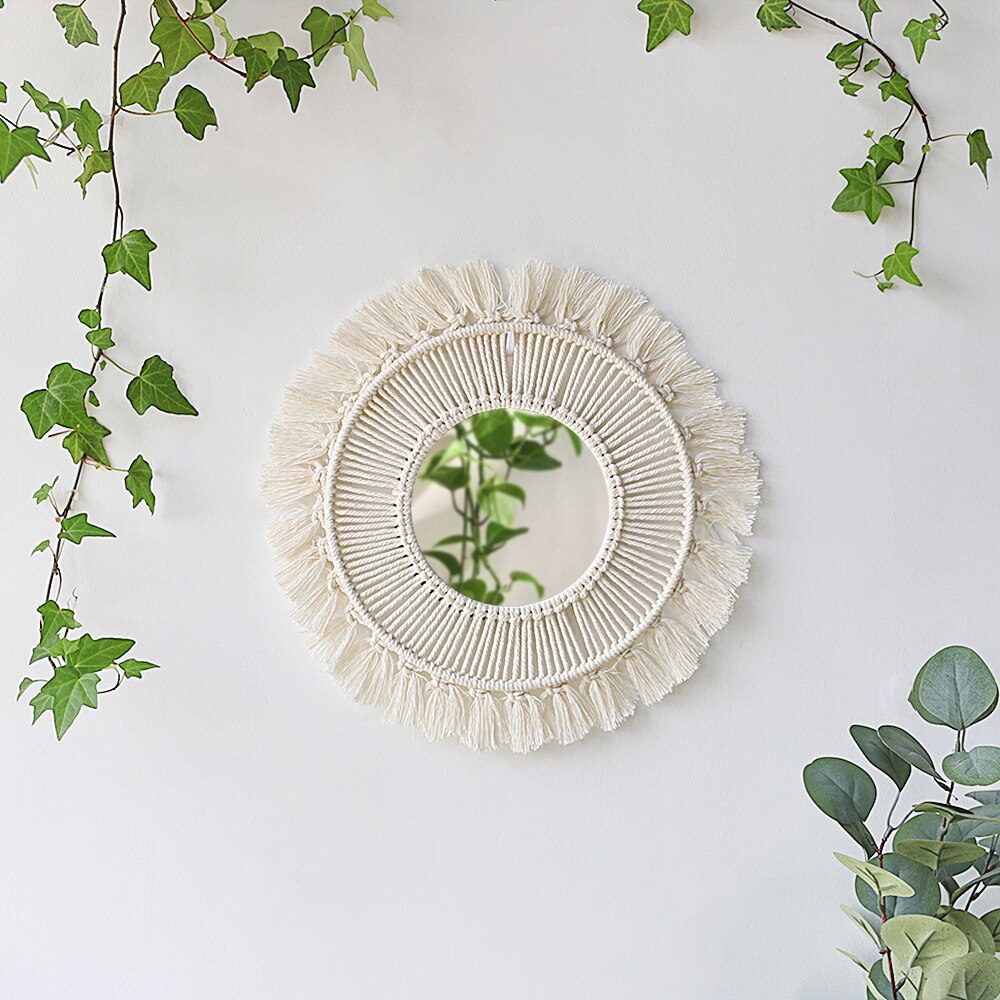 Boho Macrame specchio da parete decorazioni per la casa specchi decorativi decorazioni per la stanza estetica specchi da parete per soggiorno decorazione del bagno: wall mirror M0403