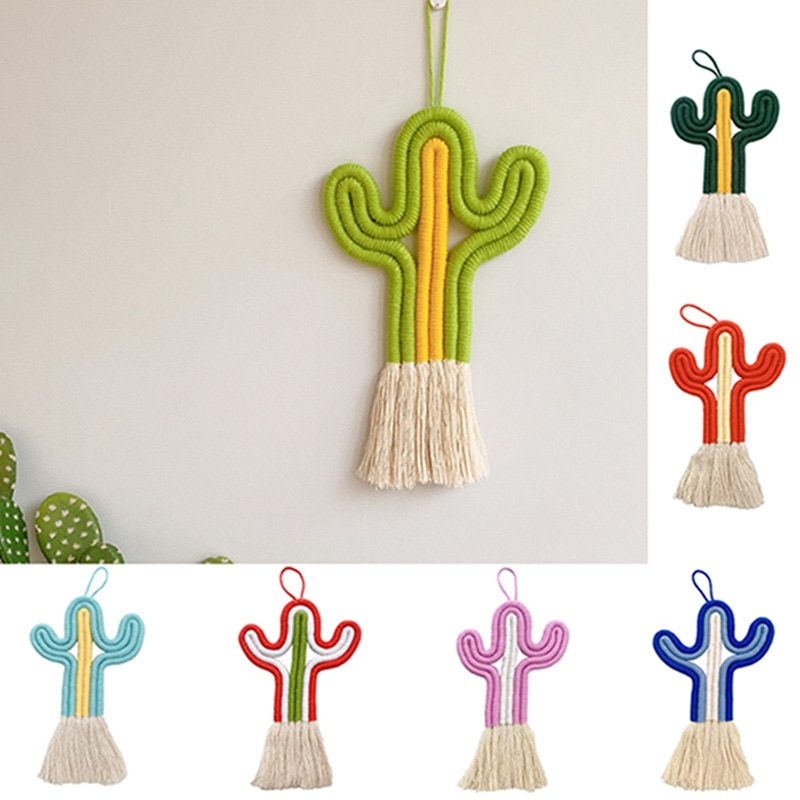 INS Handgemachte Kindergarten Decor Macrame Hängen Wand Dekor Kaktus Ornamente Kinder Bett Room Decor Baby Baby Foto Requisiten Home Decor