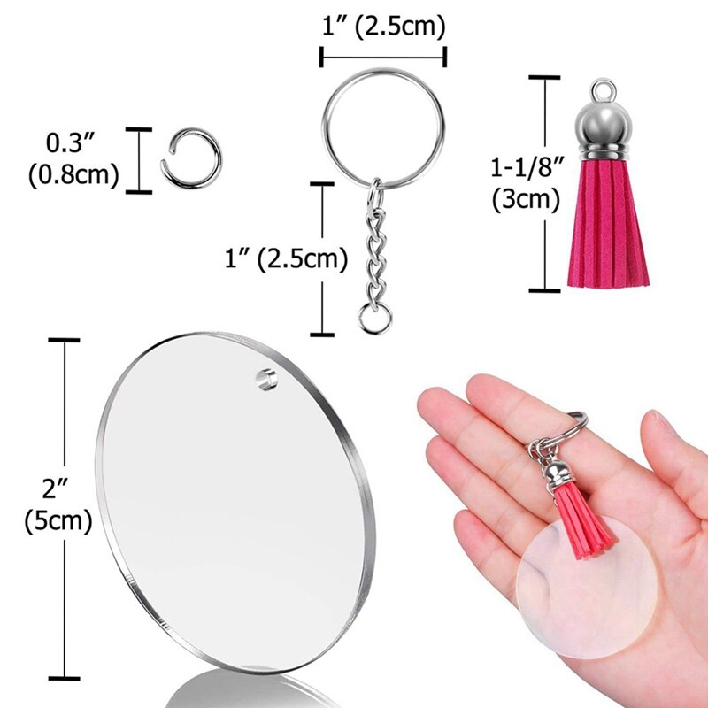 Sublimation Keychain Blanks Set, Keychain Making Kit With Acrylic Blanks, Tassels, Keychain Rings, Jump Rings