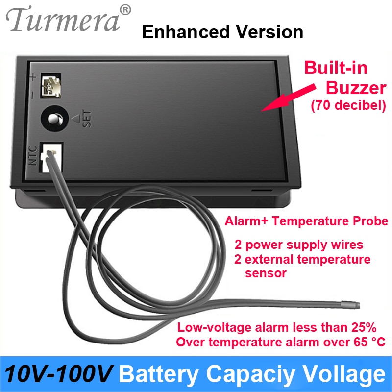 12V 24V 36V 48V 60V 72V 100V Li-ion Lifepo4 Lead acid Battery Capacity Indicator Display LCD Voltmeter Temperature Meter Tester