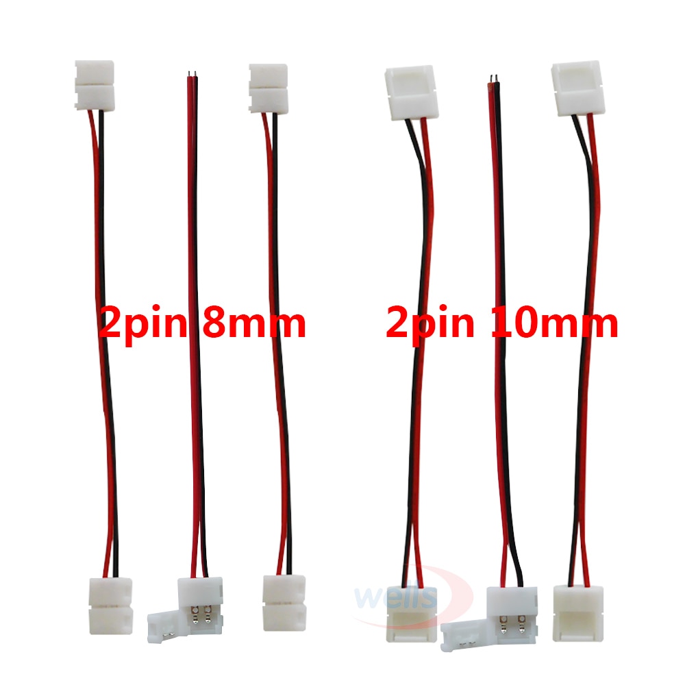 5 Pcs 8mm10mm 2pin 3pin 4pin Enkele Dubbele Connector Kabel Voor Enkele Kleur 3528 5050, WS2811 WS2812B 5050 Rgb Led Strip Licht