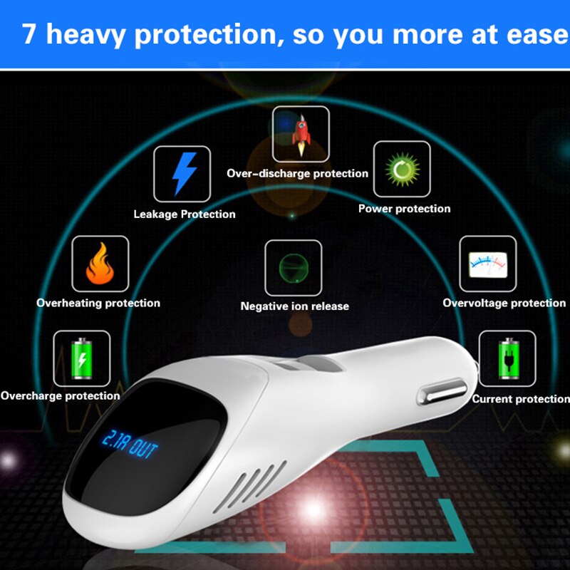 Car Negative Ions Air Purifier Ionizer Dual USB Port 12V Mini freshener Fresh Air Anion Ionic Purifier Oxygen Bar Ozone Cleaner