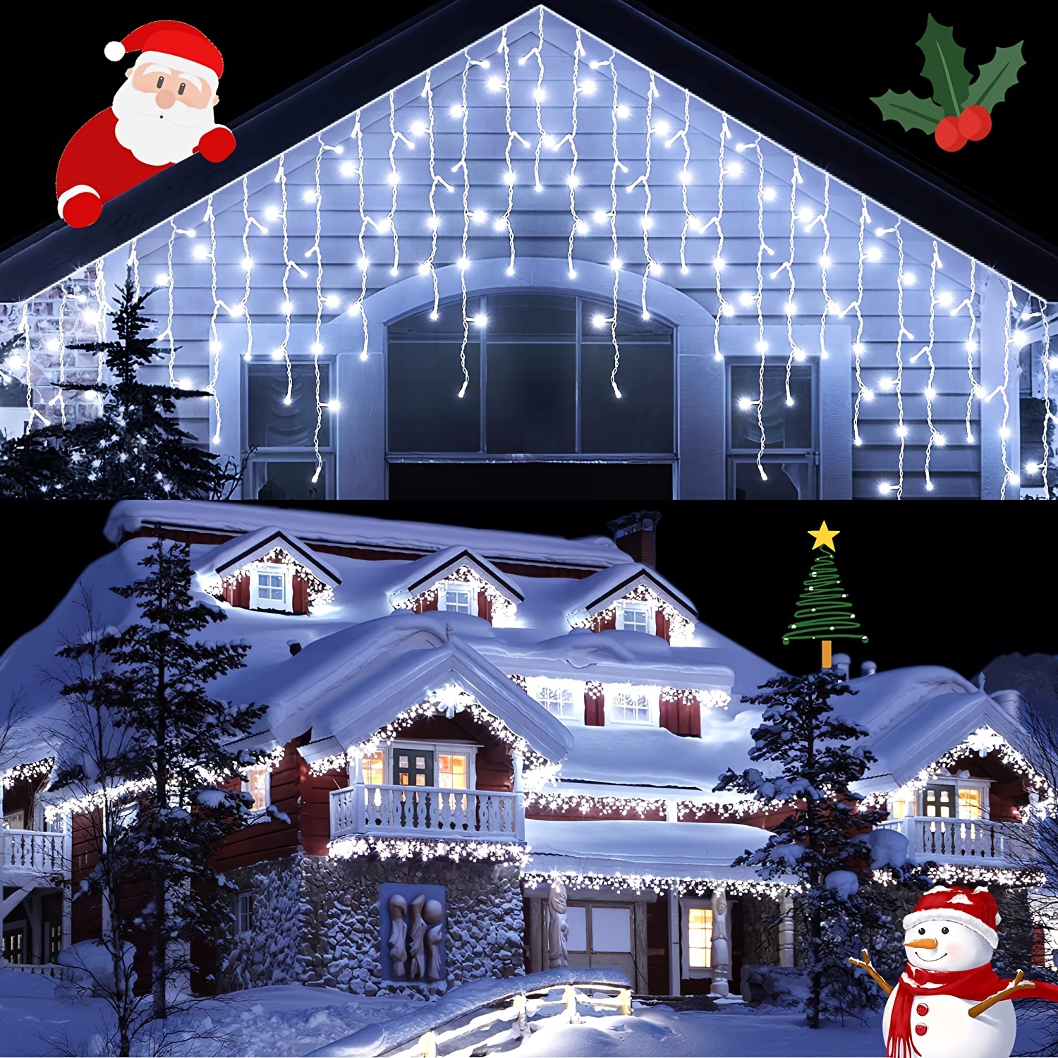 Christmas Decoration 8-24M LED Curtain Icicle String Lights Droops 0.6M Garland for Wedding year