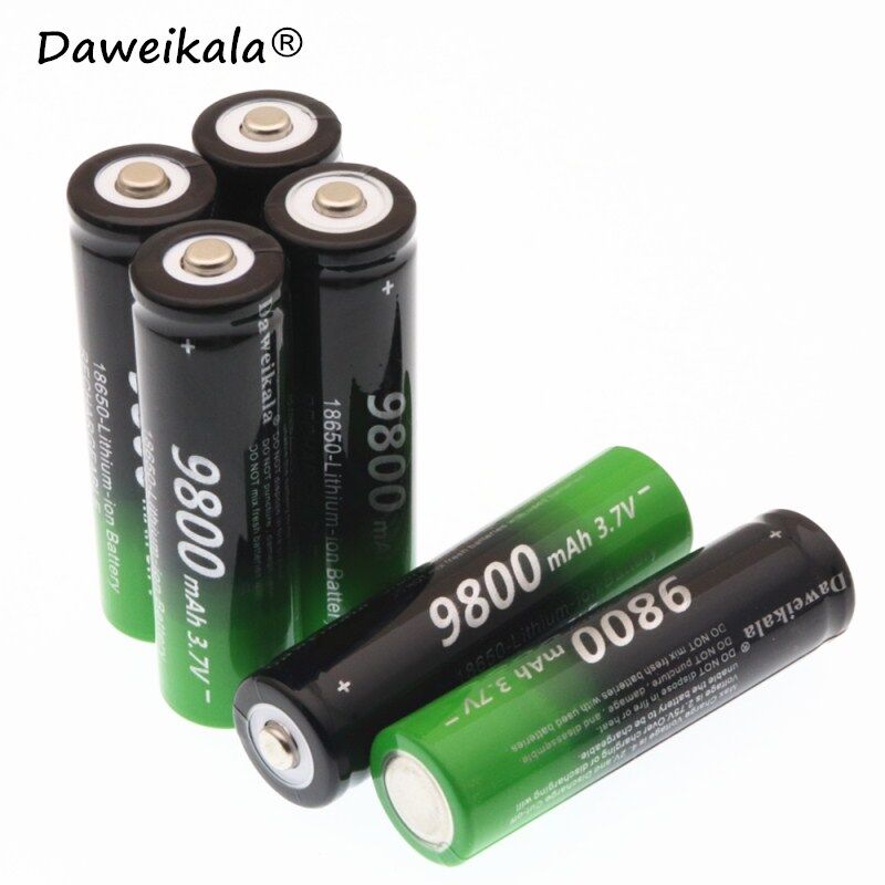 Originalt 18650 batteri 3.7v 9800 mah 18650 li- ion batteri oppladbart batteri til lommelykt