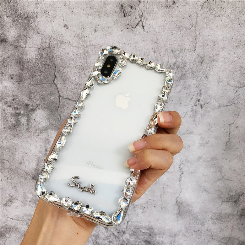 Funda para iPhone 11 XR 7 8 11 Pro Max X XS Max Plus 6 6s funda de lujo de diamantes de imitación para teléfono móvil transparente todo incluido