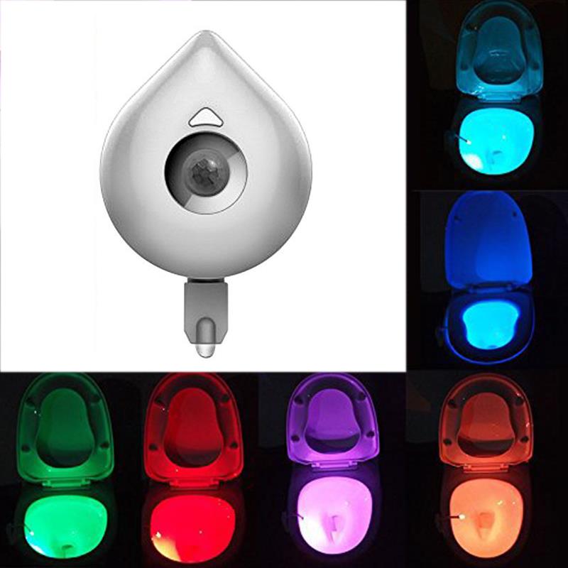 Smart toalett nattlys sete nattlys sensor lampe 8 farger vanntett bakgrunnsbelysning bevegelsesaktivert led luminaria lampe for barn