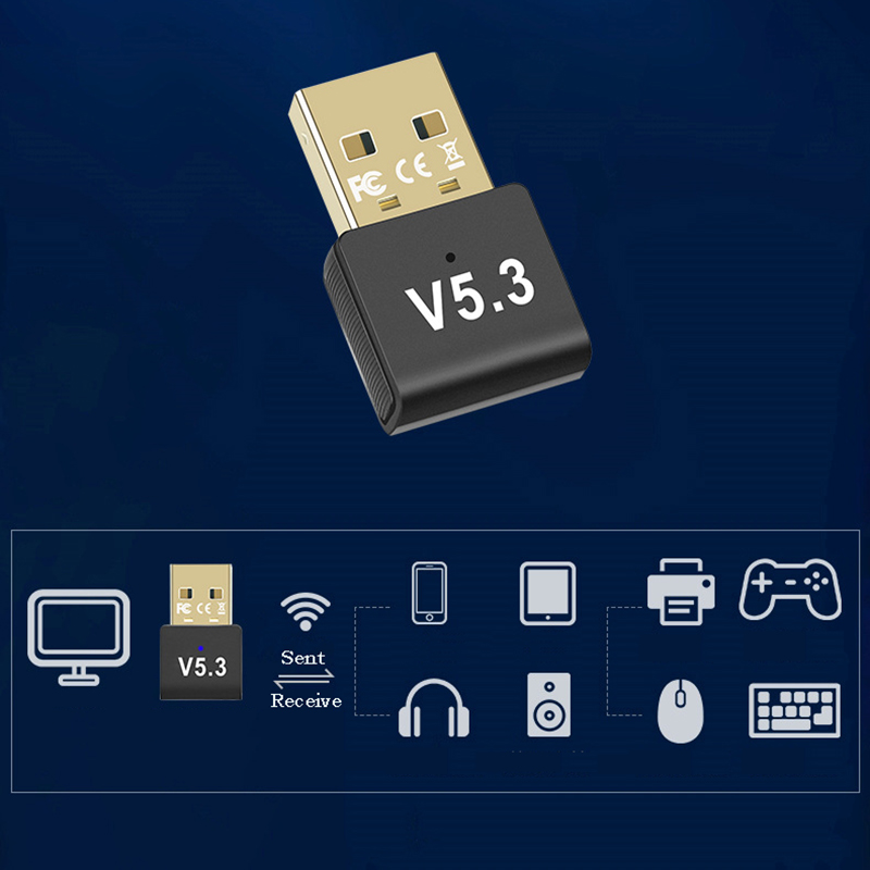 With Bluetooth Dongle BT5.3 Computer USB External Adapter Wireless Connect Earphone Speaker Mouse Game Grip Printer Mobile Phone