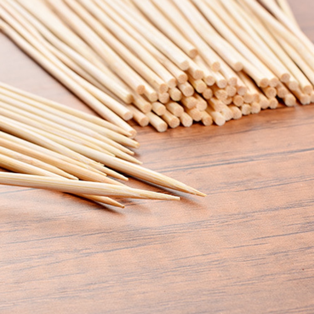 100Pcs Disposable Bamboo Paddle Pick Skewers Roasting Sticks Food Picks for BBQ Use 3mmx25cm