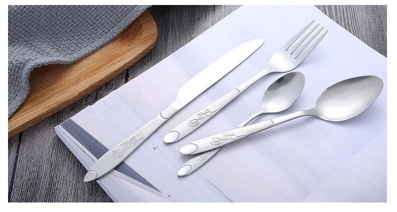 4 pz/impostato 304 in Acciaio Inox Rosa impostato di Posate in Oro Placcato impostato di Posate Da Tavola Posate Cena Cucchiaio della Forcella Della lama PO 005