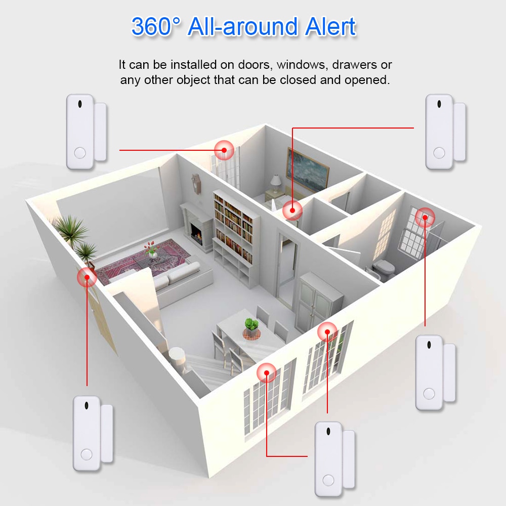 Tugard  d10 mini vindue dør alarm sensor 433 mhz trådløs dørlås kontakt tilbehør til sikkerhedsalarm vært