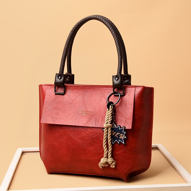 Nicole&Doris Stijlvolle Dames PU Lederen Handtas - Retro Top Handtas Voor Kantoor En Dagelijks Gebruik, Groot Formaat, Modieus Blauw