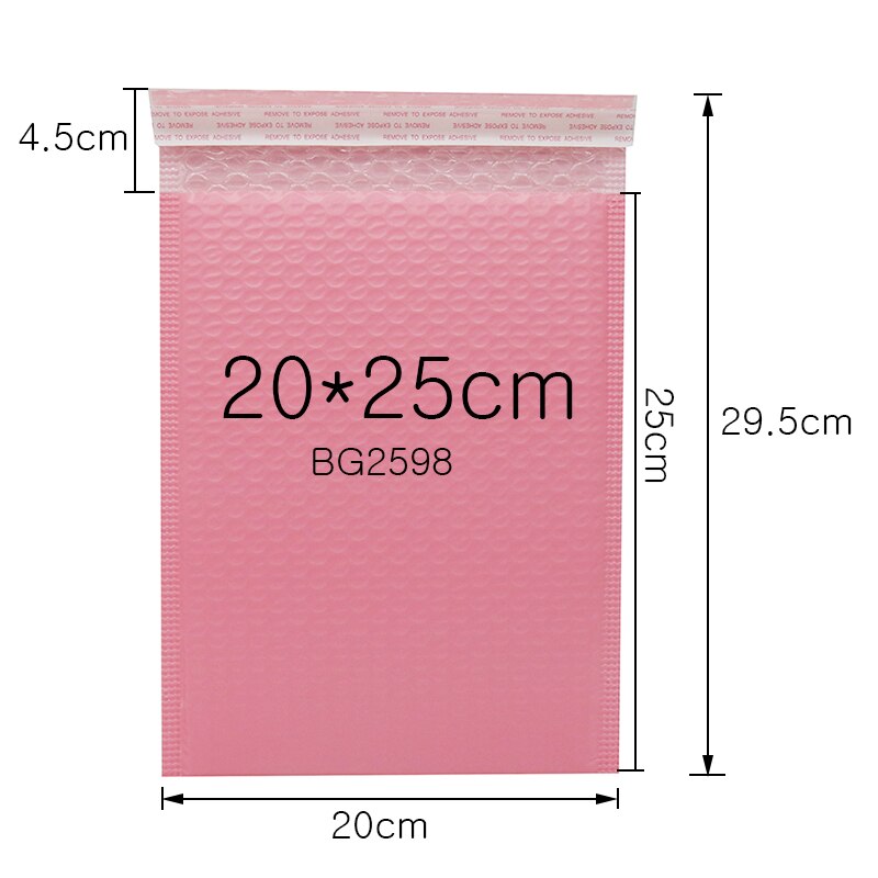 100 stuks schuim enveloppen zelfklevende mailers gevoerde enveloppen met bubbels verzendzak pakketten tas roze: 2025cm