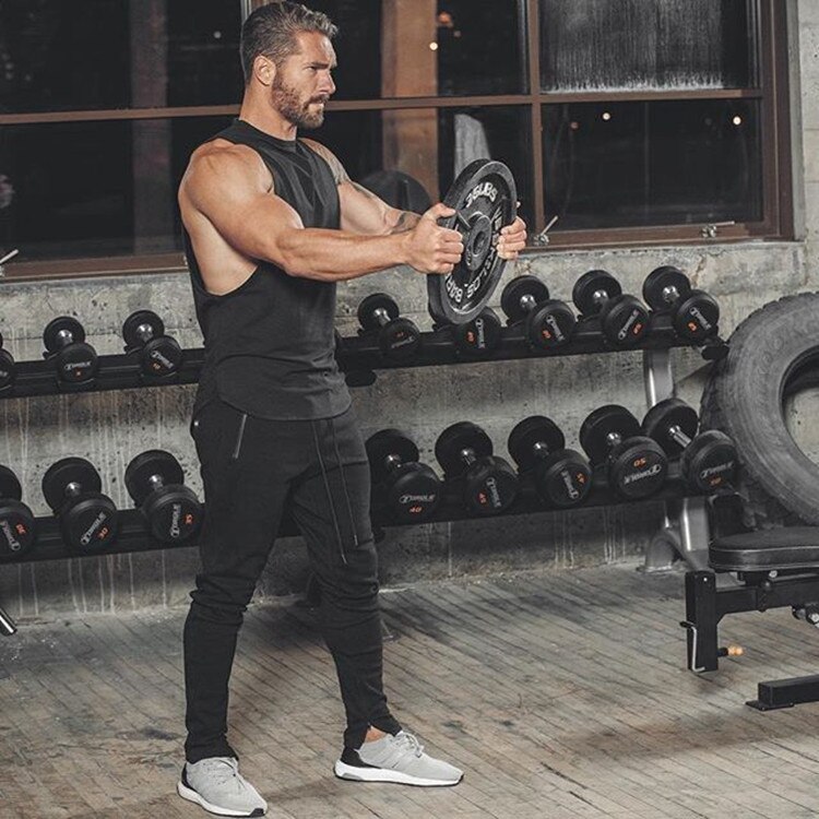 Herre løbesport af bomuld afslappet vest åndbar elastisk fitness multifarvet vest ærmeløs træning træning mænd tank top