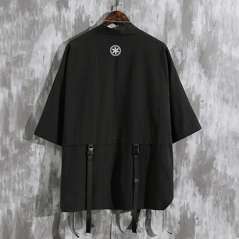 Sommer menns haori cardigan kimono skjorte samurai japanske klær kapper løs obi mannlig yukata jakke streetwear asiatiske klær
