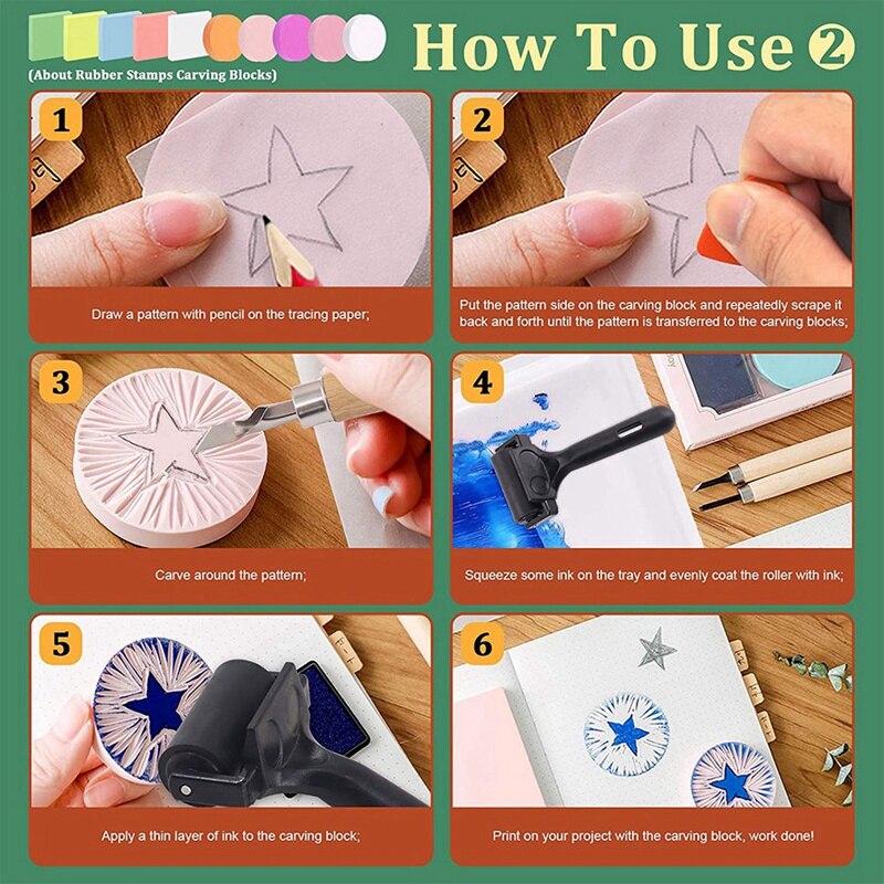 23Pcs Blok Afdrukken Starter Tool Kit, Stempels Maken Set Met Carving Blokken, cutter Tools Voor Stempel Carving