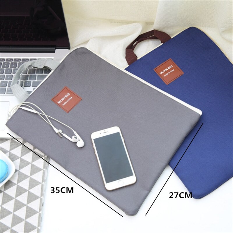 Canvas documententas aktetas laptoptas  a4 dossiertas draagbare ipad pakket rits multifunctionele tas