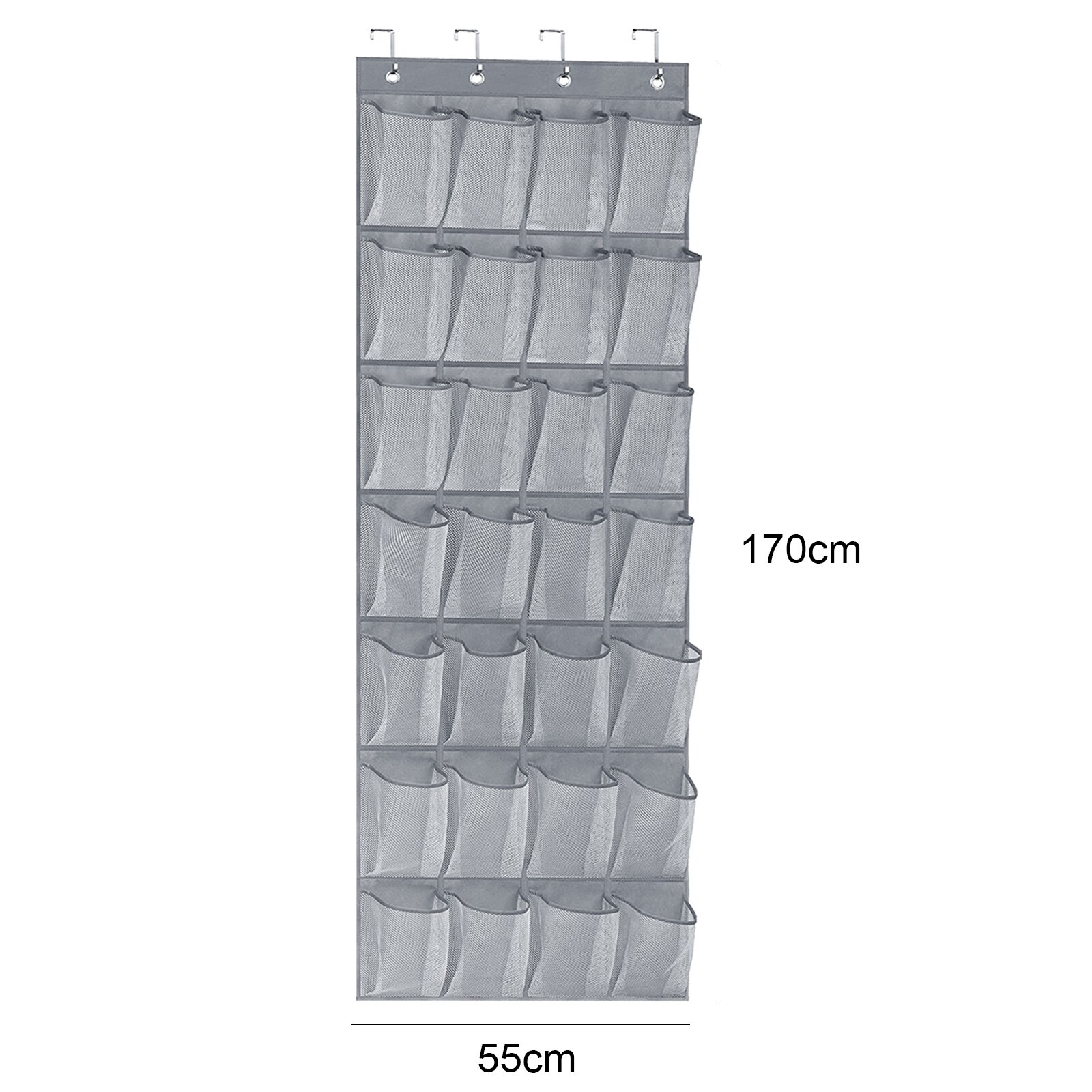 Over Door Hanging Organizer 5 Large Layers Wall Mount Storage Clear Window 2 Metal Hooks Wall Hang Home Storage And Organization: grey 28 grids