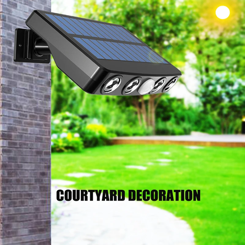 LED Solar Wall Lamp Courtyard Garden IP65 Waterproof Lighting Simulated Monitoring Spotlights Human Body Sensing Street Lights
