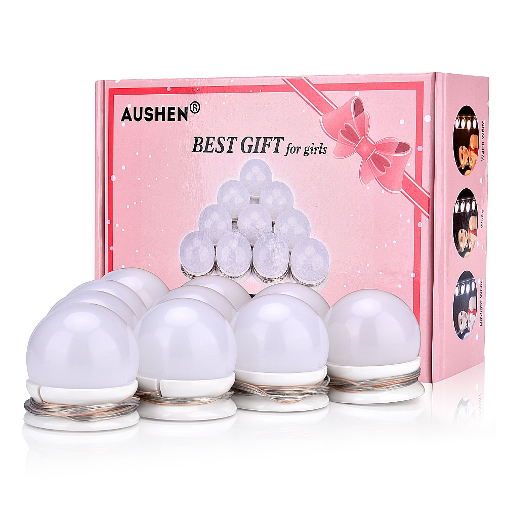 LED 12V maquillage miroir ampoule Hollywood vanité lumières Stepless Dimmable applique murale 10 ampoules Kit pour coiffeuse