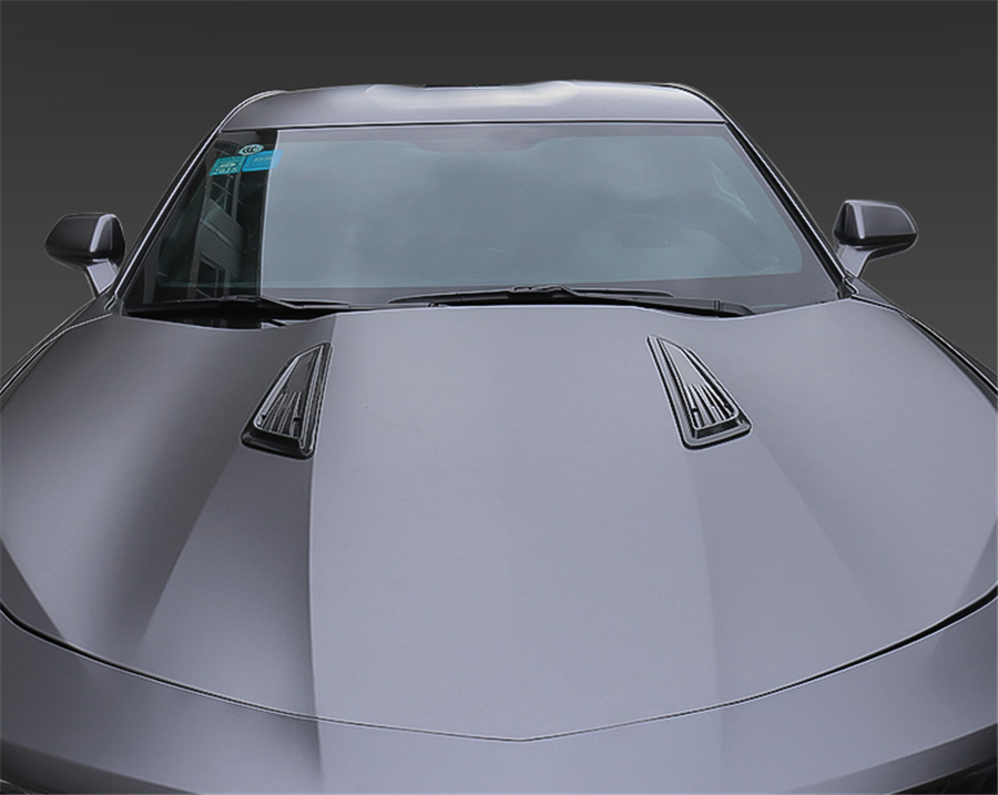 2x Carbon Fiber Kleur Universele Auto Kap Vent Louvre Scoop Cover Air Flow Intake Cooling Panel Trim
