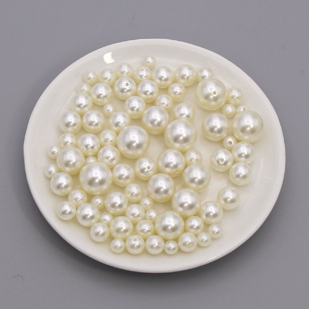 Runde perle nitter perle hvide knopper og pigge til tøj / hatte / bukser diy nitte perler knopper til læder 6/8/10/12/14/16/20mm