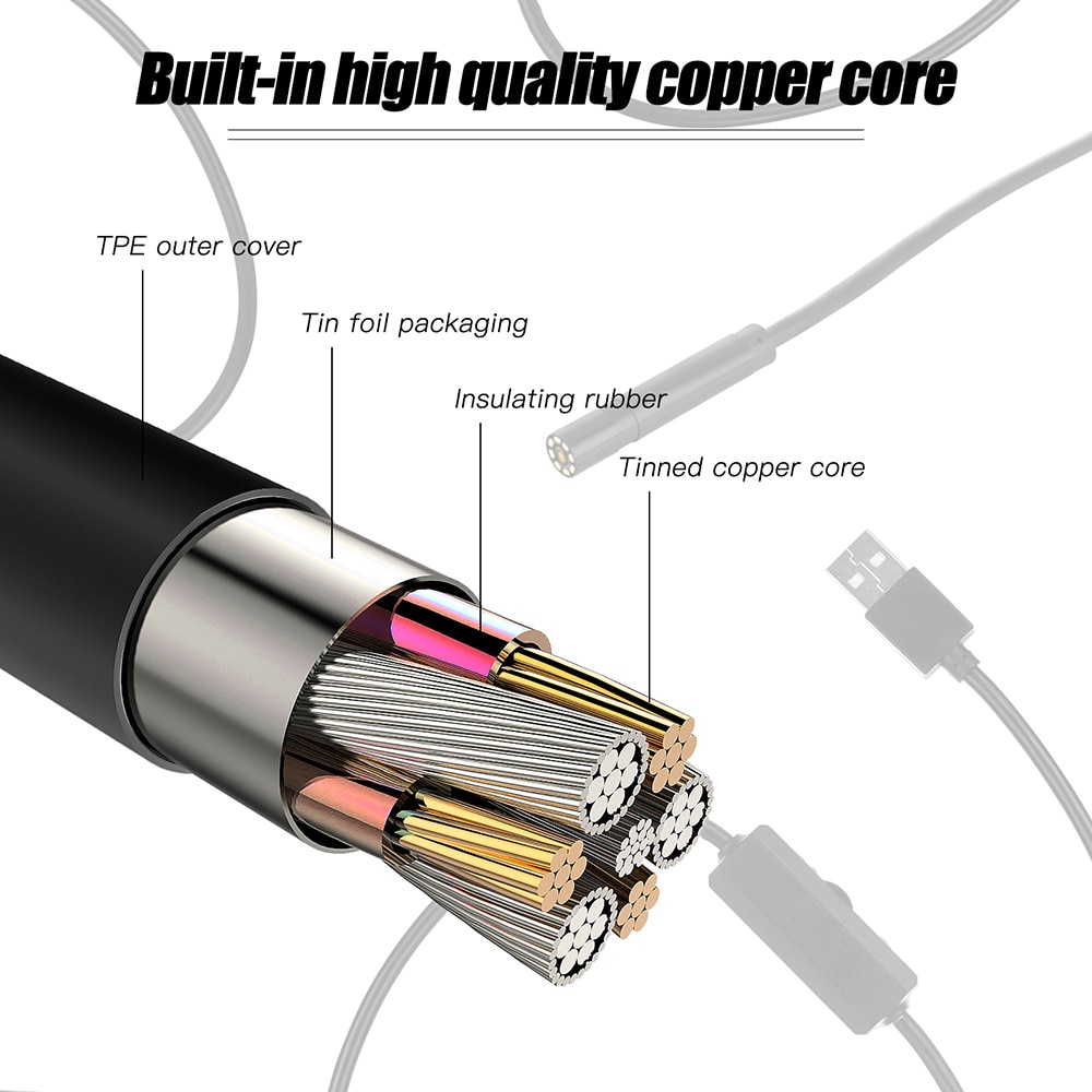 Industrielt endoskop borescope inspektionskamera bygget -in 8 stk lysdioder 8mm linse med 4.3 tommer 1080p skærm usb endoskop