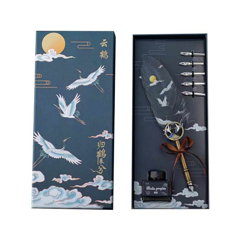 Stylo plume rétro, plume Antique, grue chinoise, peint, calligraphie, écriture, fournitures scolaires, papeterie,: E