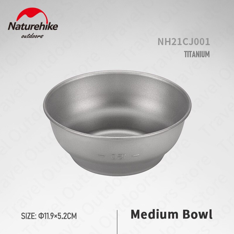 Naturehike Tragbare Titan Geschirr einstellen 200-800ml Salat Schüssel/Platte Ultraleicht BBQ Gericht draussen Abendessen Reise Abendessen platte einstellen: Mittel-Schüssel