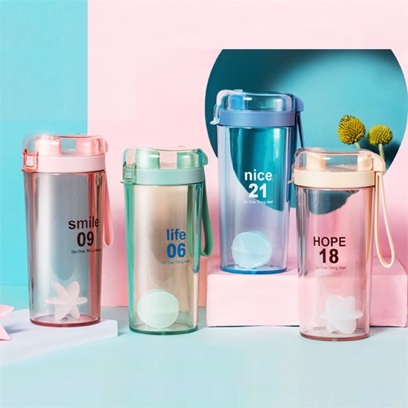 400ml rørende vannflaske plast lekkasjesikker kaffe melk te drikke vannkoker bærbar sport reise protein shaker drinkware