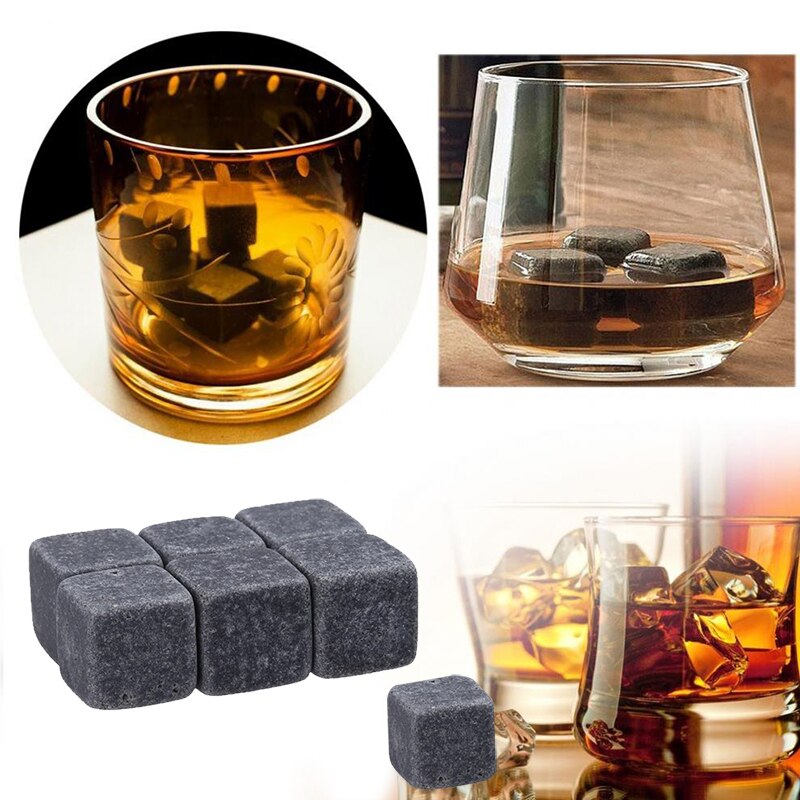 Cubo de hielo reutilizable, Bolsa de vino, whisky, Wiski, champán, piedras, enfriar, piedra, Sipping, artículos de bar, bolsa gratis para bebida Wisky, 6 uds.