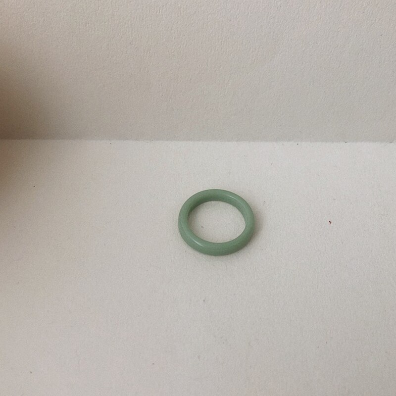 1Pc Kleurrijke Transparante Hars Ring Set Voor Vrouwen Korea Minimalistische Acryl Vrouwelijke Geometrische Ronde Ringen Sieraden Party: green