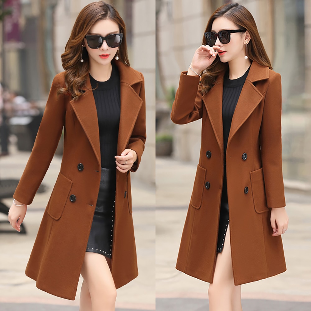 Wolle Frauen Jacke Mantel Lange Schlank Mischung Oberbekleidung Neue Herbst Winter Tragen Mantel Weibliche Damen Wolle Mäntel Jacke Kleidung