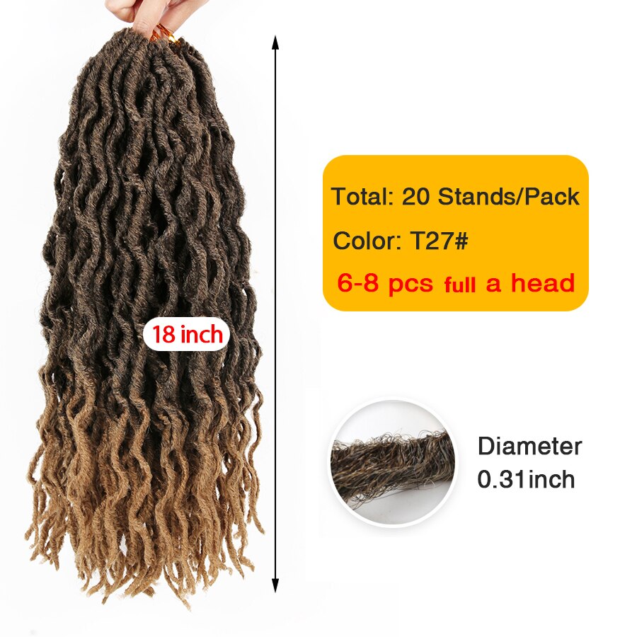 AliLeader 7colors Synthetic Crochet Braids Curly 12/ 18inch Nu Locs Crochet Extensions 20strand Goddess Faux Locs Crochet Hair: P1B/27