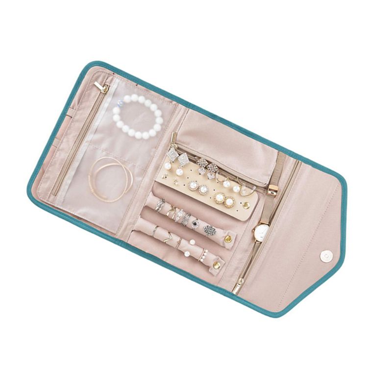 Travel Jewelry Organizer Roll Foldable Jewelry Case for Journey Earrings / Rings / Diamond / Necklaces / Bracelets / Brooches